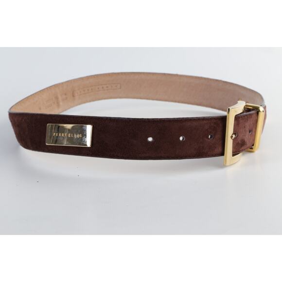 Vintage Perry Ellis Brown Suede Leather Waist Belt Classic Size M - Picture 8 of 16